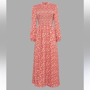 NWT Loretta Caponi Lea C PAPAVERI Floral Dress Small Hand Smocked Italy Bespoke